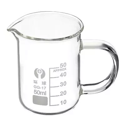 50ml Glass Beaker With Handle 3.3 Borosilicate Graduated Lab Measuring Cups • $10.86