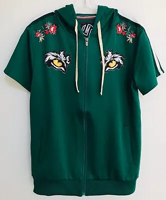 NWT IMPERIOUS New York EAGLE And TIGER Eyes MEN’S Short Sleeve Hoodie JACKET L • $41.99