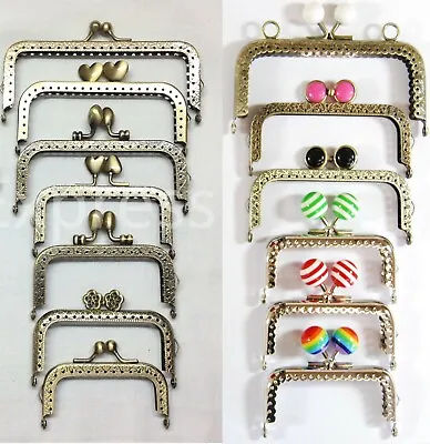 Purse Clasps Straight Various Sizes Kiss Lock Frame Mixed Metal Handle Findings • £3.59