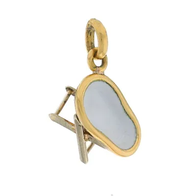 Yellow Gold White Enamel Vintage Baby Bathtub Charm - 18k Infant Bathinette • $259.99