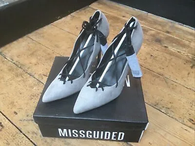 New Pair Of Grey Suede Heeled Shoes From Missguided Size 5/38 • £3