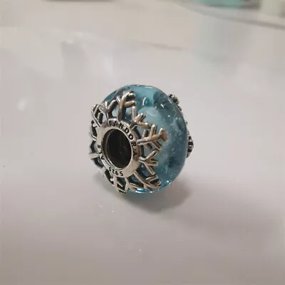 Pandora 925 Winter Blue Murano Snowflake Charm  • £21