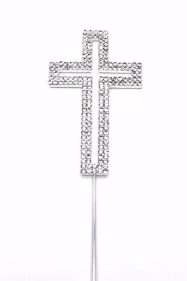 Silver Diamante Cross Cake Topper Holy Communion Christening Decoration  • £5.03