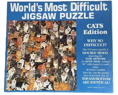 World’s Most Difficult Jigsaw Puzzle Cats Edition 529 Piece Double Sided Sealed • $24.14