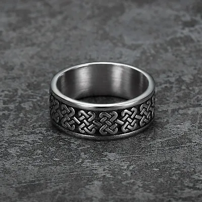 Viking Simple Nordic Rune Men's Fashion  Design Stainless Steel Ring 7-15 Size • $11.99