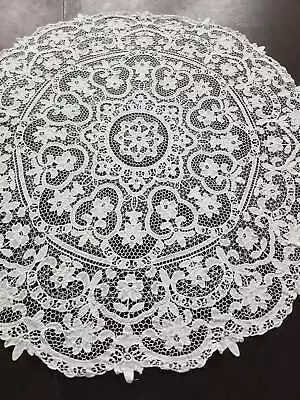 Vintage Point De Venise Needle Lace Banquet Tablecloth 187x182cms • $249.02