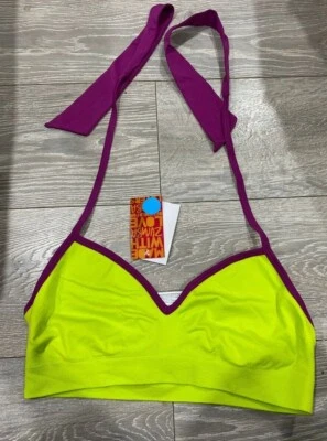 £5.95 • Buy Zumba Lime Purple Halter Neck Bra Top Fitness Crop Dance Size 14 16 18 L/XL XXL