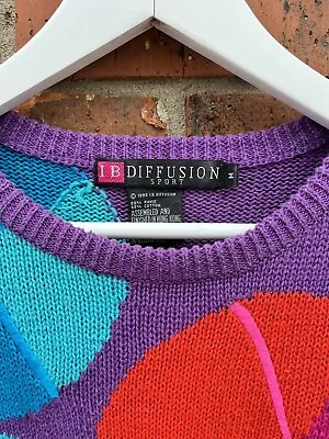 I.B. Diffusion Vintage 90’s Women’s Multicolor Knit Sweater Artsy • $43.50