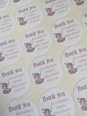 Baby Shower Personalised  Round Stickers X 24 Baby Girl Gender RevealFavours • £2.70
