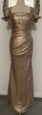 £37.99 • Buy Goddiva Gold Sequin Evening Occasion Maxi Long Dress  Ball Cruise Party Quiz? 10