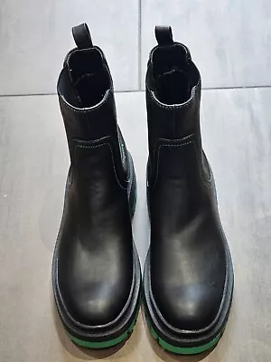 Women’s London Rebel Black Chelsea Boots With Green Sole  Size 5 / 38 • £24.99