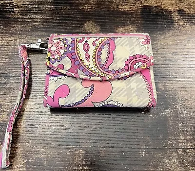 Vintage Vera Bradley Super Smart Wristlet Paisley Meets Plaid Wallet/Phone Case • $8