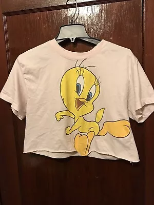 Tweety Bird Cropped Pink T-shirt Large • $10