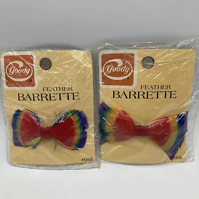 Vintage 1970s Goody Barrettes Rainbow Feather Wire Clasp Lot 2 • $9.99