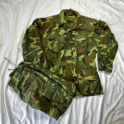 Original Vietnam War Early Poplin Non Ripstop ERDL Camo Set Jacket & Pants Named • $1050