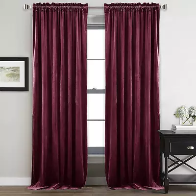 Velvet Curtains 96 Inches Long - Burgundy Luxury Theater Curtains With Super Sof • $79.15