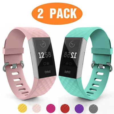 $9.99 • Buy 2Pack Fit Fitbit Charge 3 4 Strap Replacement Wristband Metal Buckle Small Large