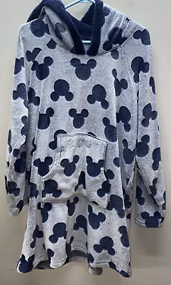DISNEY Robe Mickey Mouse Fleece Lounge Hoodie Sherpa Plush Blue Size Large • $10