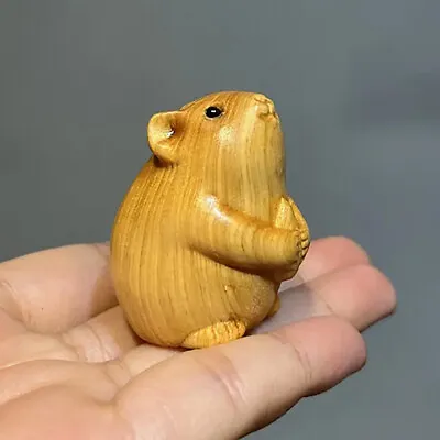 Hamster Mouse Small Wooden Sculptures Figurines Decorations Ornament Xmas Gift • £3.56