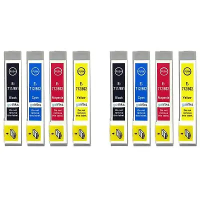 £13.10 • Buy 8 Ink Cartridges (Set) For Epson Stylus CX4300, DX4400, DX7000F, DX7450, SX205