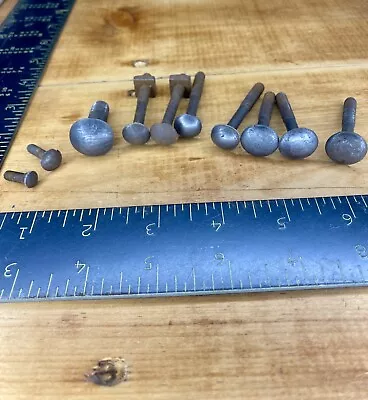 Vintage Carriage Bolts And Square Nuts Lot Antique Steel Black 12 Total Pieces • $34.99