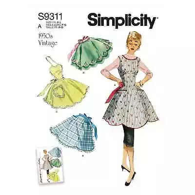 APRON SEWING PATTERN 9311 S-L SIZE 10-20 WOMENS VINTAGE RETRO 50s APRONS UNCUT • $13.95