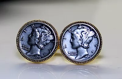 $39.95 • Buy U.S. Silver Mercury Dime Coin Cufflinks 90% Constitutional Silver