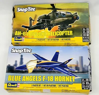 Revell Snaptite AH-64 Apache Helicopter & Blue Angels F-18 Hornet  Model Kit  • $24.99