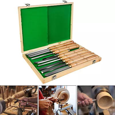 VEVOR 8pcs/set Wood Lathe Chisel Set HSS Wood Turning Tools W/ Storage Box • $37.99