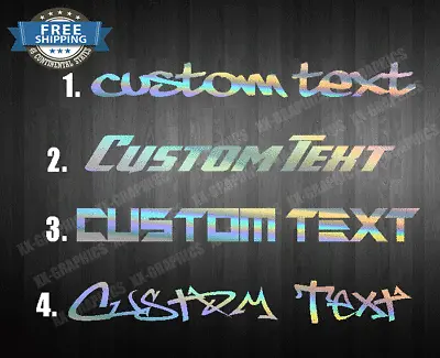 Custom Personalized Text Name Holographic Chrome Oil Slick Decal Sticker AB • $13.99
