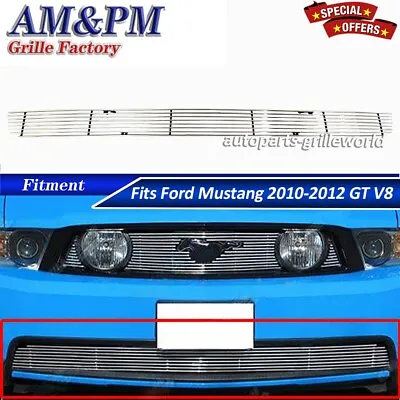 Fits 2010-2012 Ford Mustang GT V8 Bumper Grille Billet Grill Insert Chrome 2011 • $90.99