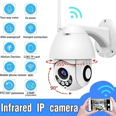 Video Camera IP Outdoor Anti Rain Wifi 1080P Full HD Webcam Motorized • £65.92