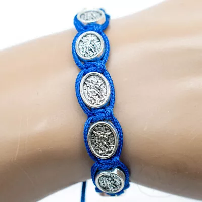 Saint St Michael Archangel Guardian Angel Medal Bracelet Blue Cord Protection • $11.99