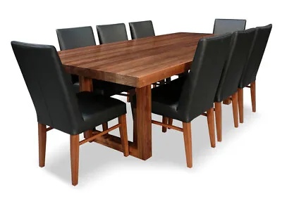 Bondi 2400 9pce Dining Set Setting Suite Tasmanian Blackwood With 8 X BLACK Mid  • $5370