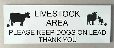 Farming Signage- LIVESTOCK AREA Dogs On Lead - Ali/plastic Sign 210x75mm (41-01) • £6.50