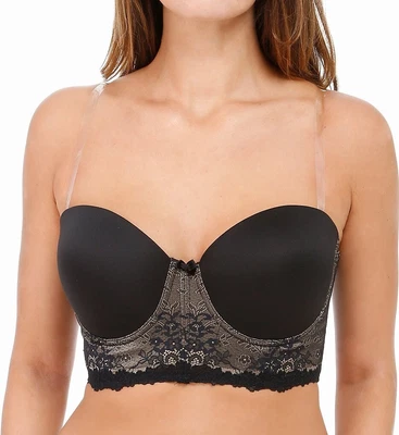$52 • Buy Va Bien BLACK Marquise Strapless Low Back Longline Bra, US 36B, UK 36B