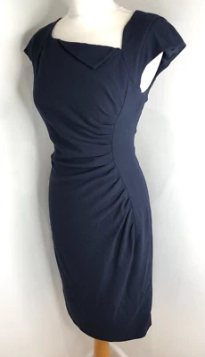 £35 • Buy L. K. Bennett Davina Straight Pencil Dress UK 8 Navy Woven Crepe Wiggle Layered