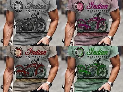 Retro Indian Motorcycle Biker Graphic Lightweight Breathable T-Shirt NEW Unisex • $16.99