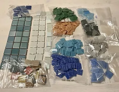 Over 1.1 Kg 300 + Pieces MOSAIC TESSERAE GLASS & CERAMIC TILES  MIXED COLOURS • £12