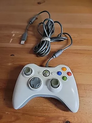 Microsoft Xbox 360 White Wired Controller W/ USB Breakway TESTED & WORKS! OEM • $19.99