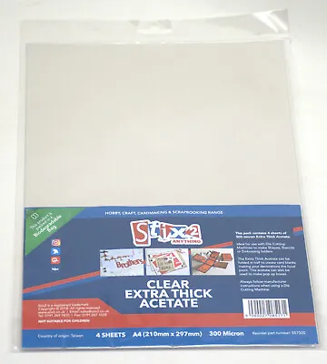 A4 Extra Thick Clear Acetate Sheets - 280 Micron Thick 210mm X 297mm (A4) Stix2 • £2.50