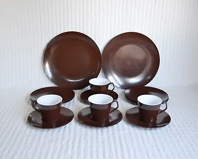 Vintage Retro Brown Melamine Melaware Set Camping Plates Tea Cups X 14 Pc • £12