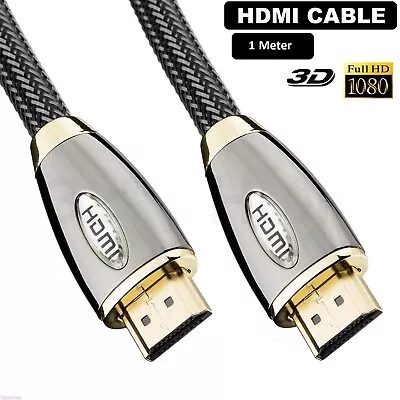 1 Meter HDMI To HDMI Gold Premium High Speed 3D Video Cable For HDTV XBOX 360 • £3.99