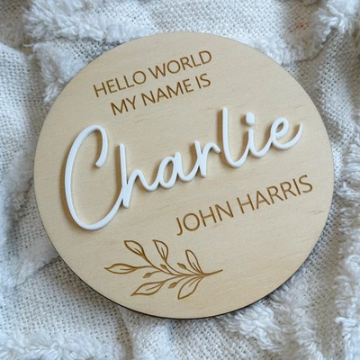 $28.95 • Buy Birth Announcement Sign | Personalised Baby Announcement Plaque | Wooden Sign