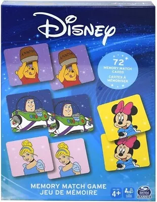 Disney -72 Memory Match Card Game ~ Ages 4+  Spin Master Games 2-4 Players • $14.99