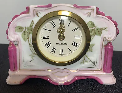 Lindner Handarbeit Mercedes Table Clock Porcelain West Germany Floral Works • $34.99