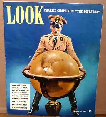 Charlie Chaplin Cover Look Magazine September 24 1940 The Great Dictator • $25.99