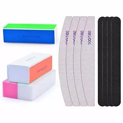 Nail File Set 12 Pcs Nail Files And Buffers 4 Shapes Professional Nail Files Bl • £7.63