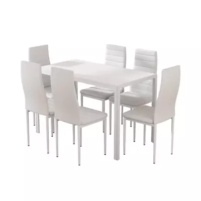 $307.92 • Buy Artiss Dining Chairs And Table Dining Set 6 Chair Set Of 7 Wooden Top White