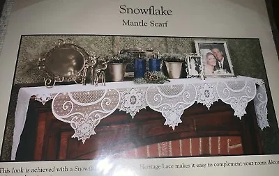 Mantle Scarf White 4 Way Snowflake Lace 90  X 20  Livingroom Buffet • $45
